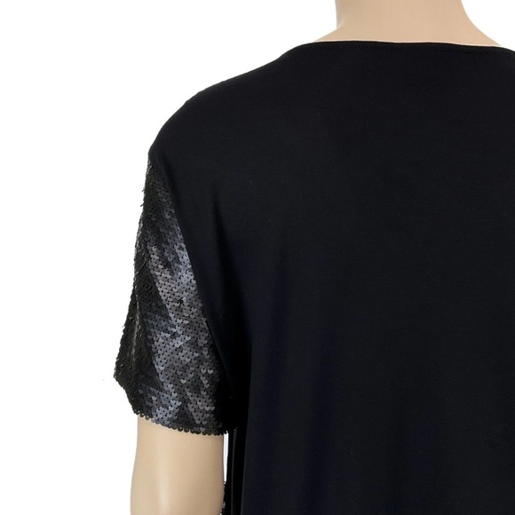 WORTHINGTON Black & Silver Sparkle Sequin Short Sleeve Festive Disco Blouse Sz L - Picture 15 of 16